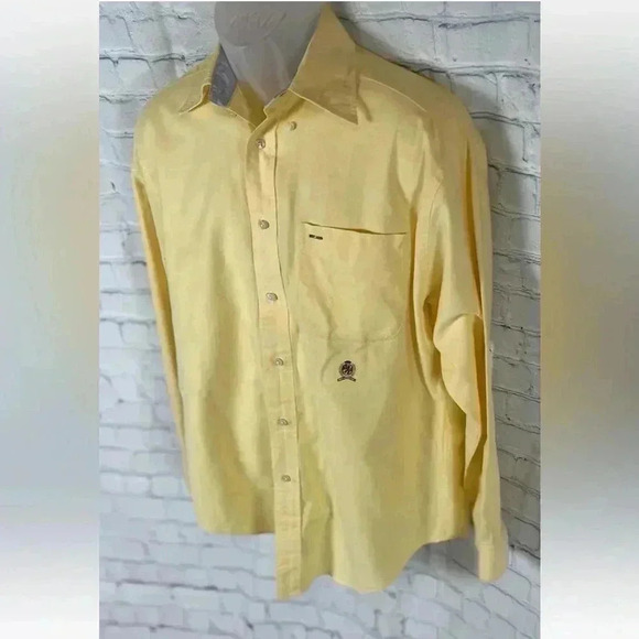 Vintage Tommy Hilfiger Men’s Yellow Long Sleeve Button Down Shirt S relaxed fit - Picture 5 of 15